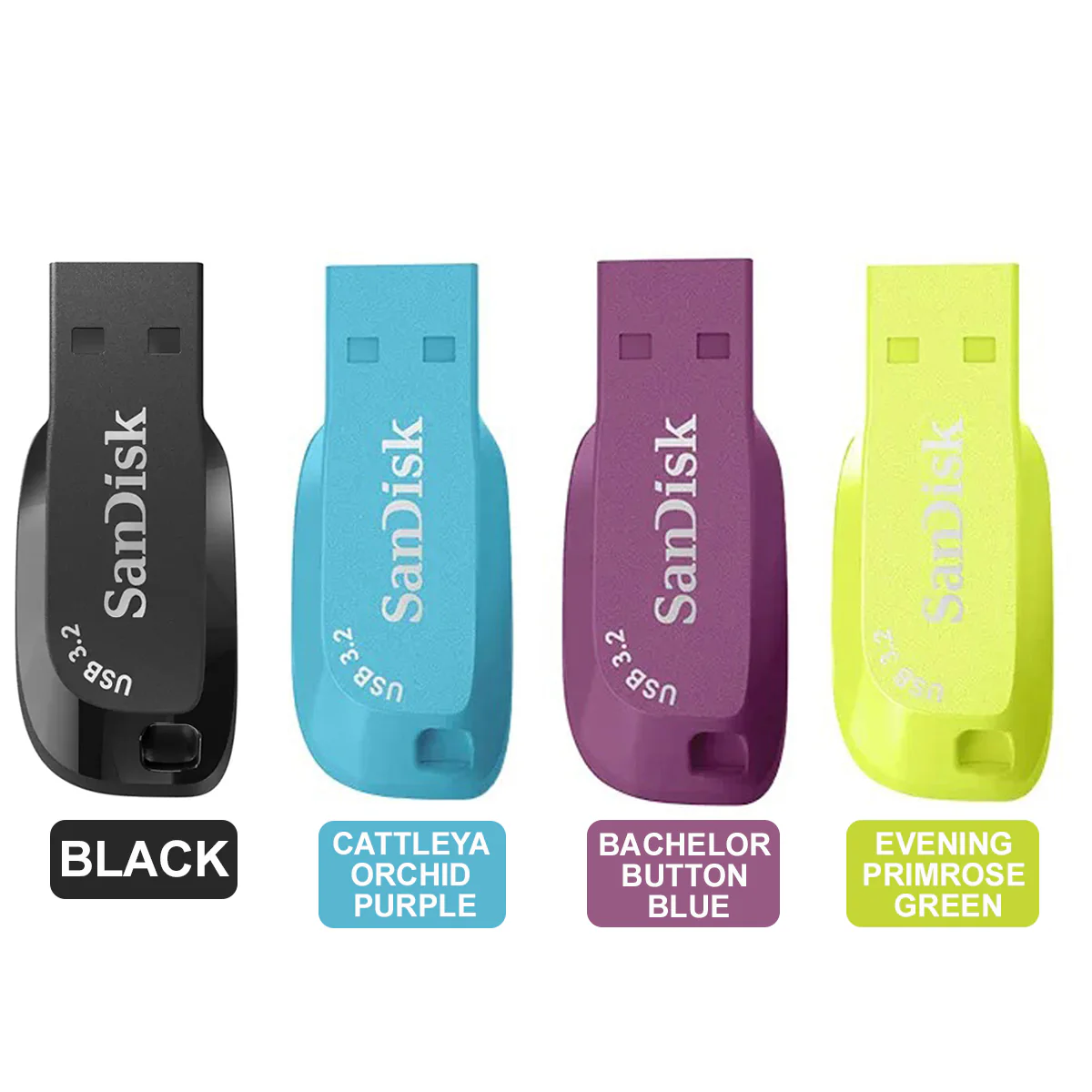 Sandisk Ultra Shift 64GB USB 3.2 Gen 1 Flash Drive (Black, Cattleya Orchid Purple, Bachelor Button Blue, Evening Primrose Green)
