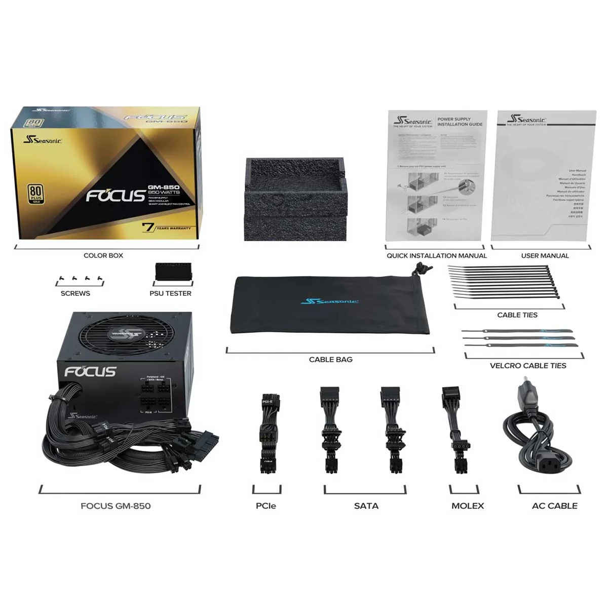 Seasonic Focus GM-850 850W 80+ Gold Semi-Modular Power Supply (SSR-850FM) - Image 8
