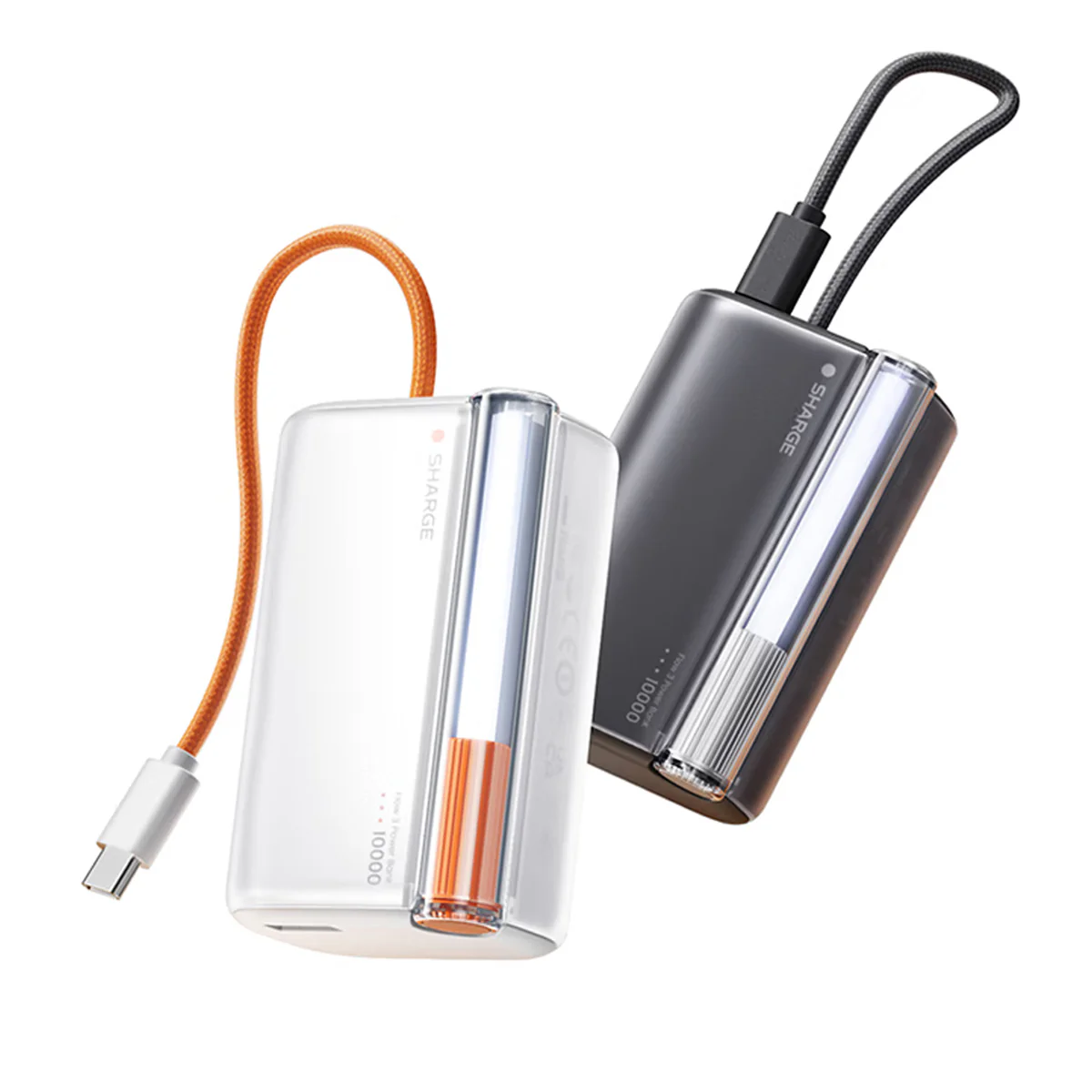 Sharge Flow 3 Power Bank 10000mAH 45W with Built-in USB-C Cable (P3) (Black, White) - Image 8