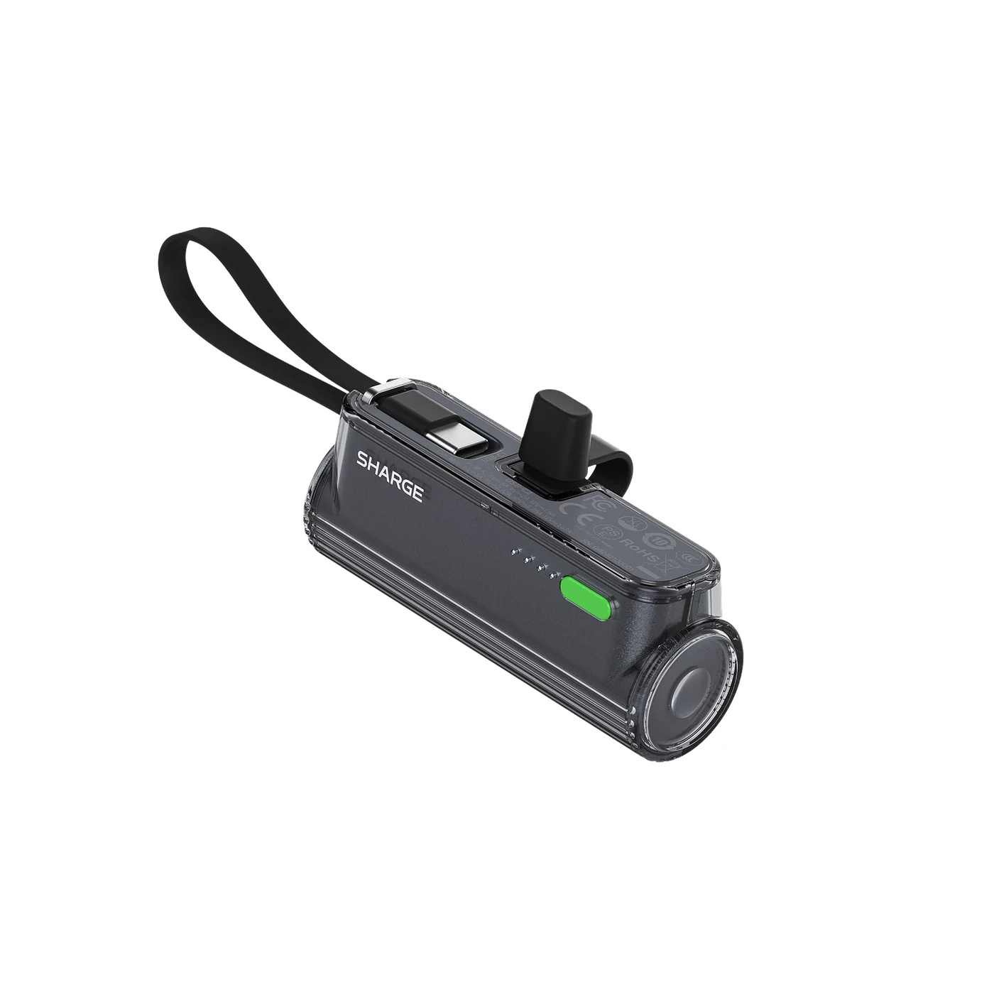 Sharge Flow Mini 2 5000mAH 22.5W Power Bank with Built-in USB-C Cable & USB-C to USB-C + USB-C to Lightning Connector (Black, Silver) (T1) - Image 2