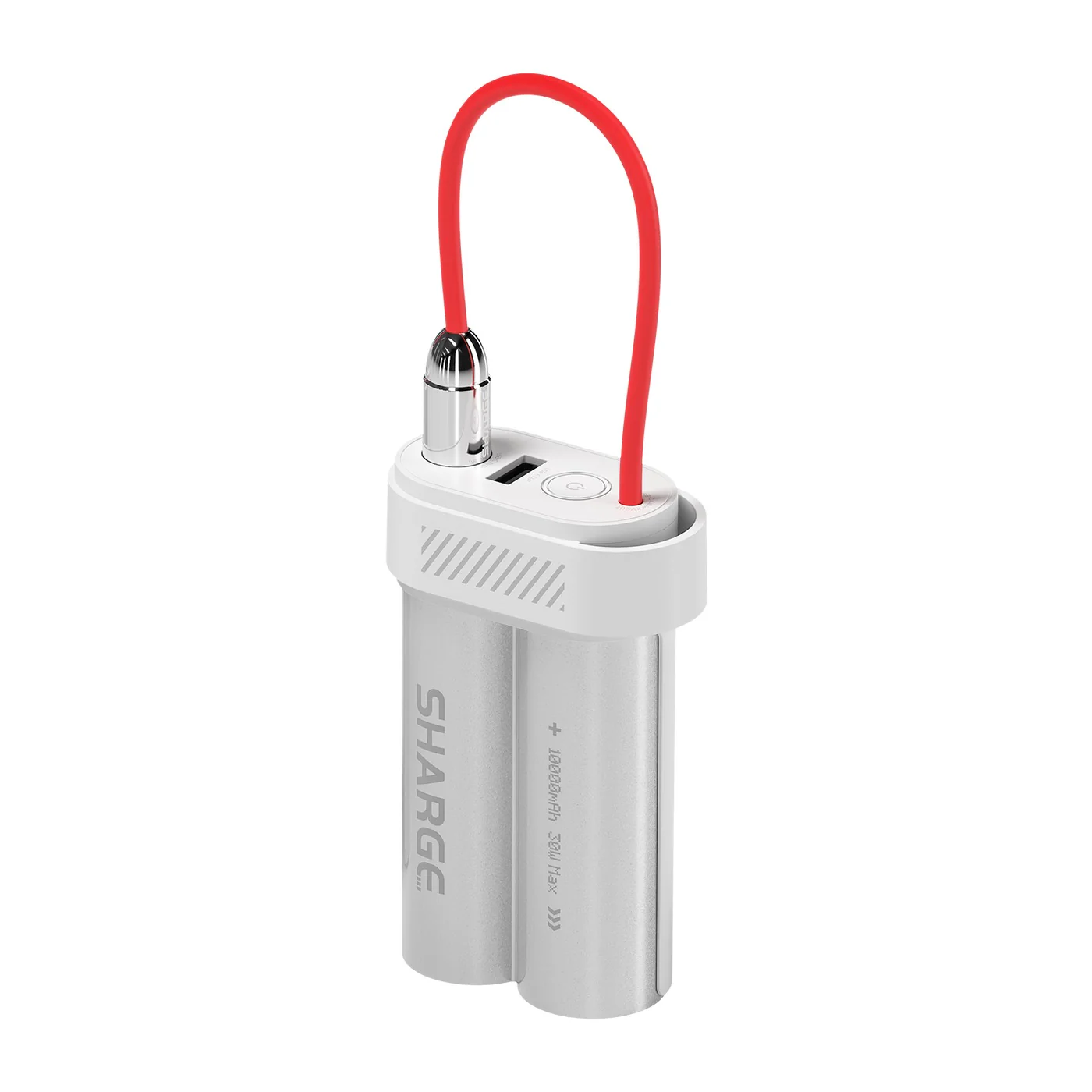 Sharge Pouch Mini Power Bank 10000mAh 30W with Built-in USB-C Cable (Grey) (P2) - Image 2