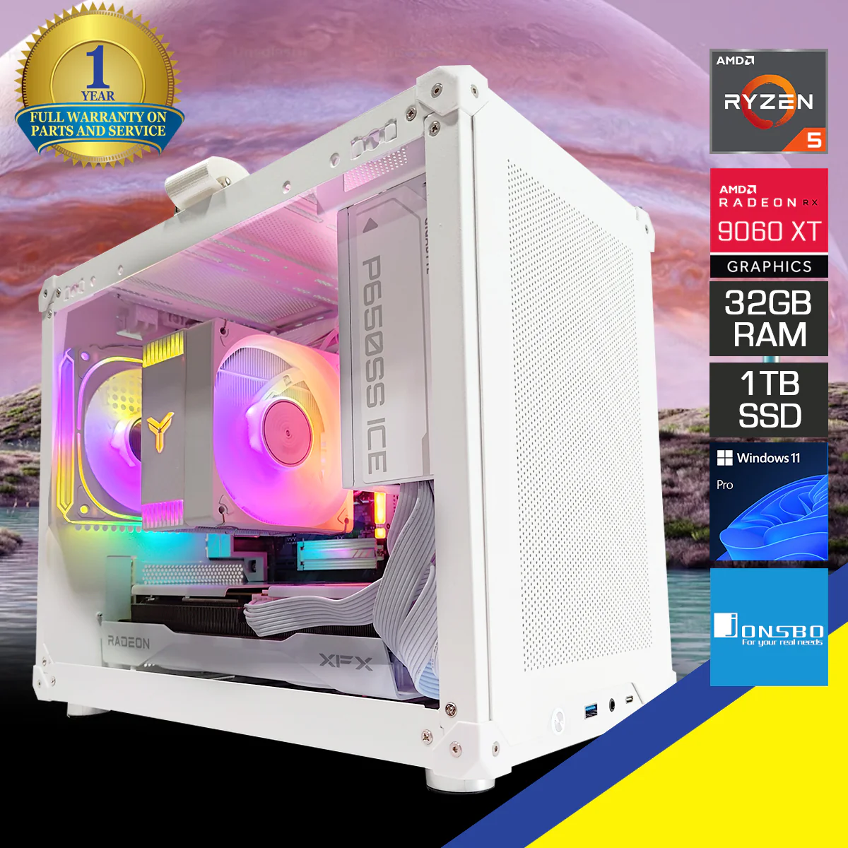 Sigma C6 Max White Desktop Gaming PC | Ryzen 5 7500F | 32GB RAM | 1TB SSD | RX 9060 XT | Windows 11 Pro