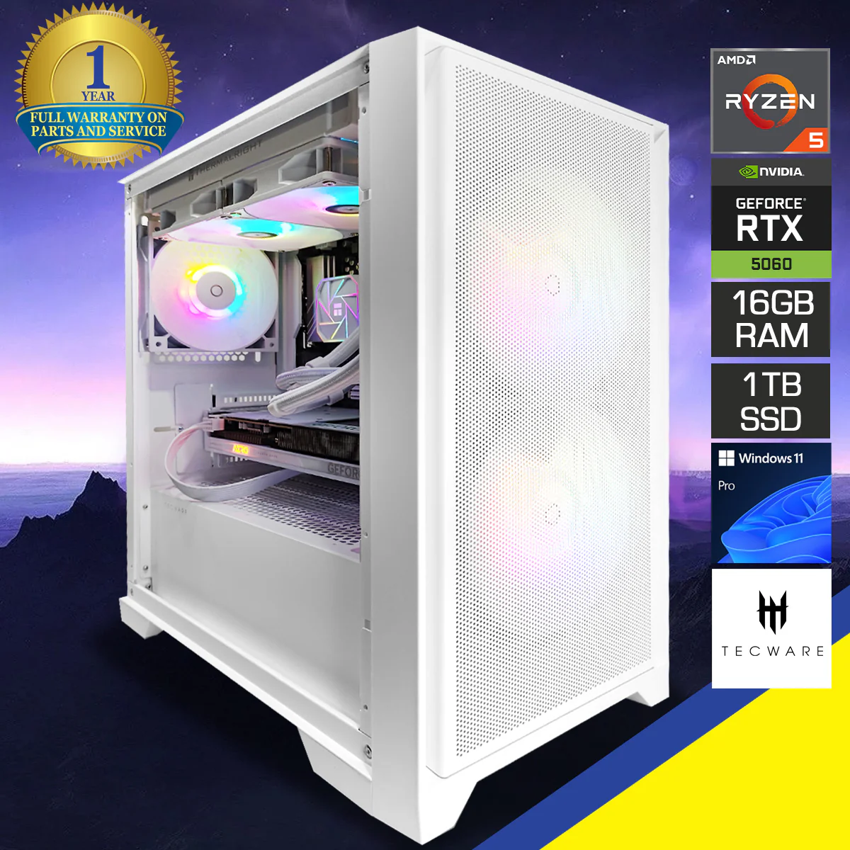 Sigma Neo M2 White Desktop Gaming PC | AMD Ryzen 5 7500F | 16GB RAM | 1TB SSD | RTX 5060 | Windows 11 Pro