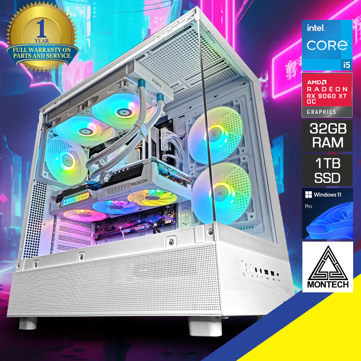 Sigma XR White Desktop Gaming PC | Intel i5 14400 | 32GB RAM | 1TB SSD | RX 9060 XT OC | Windows 11 Pro