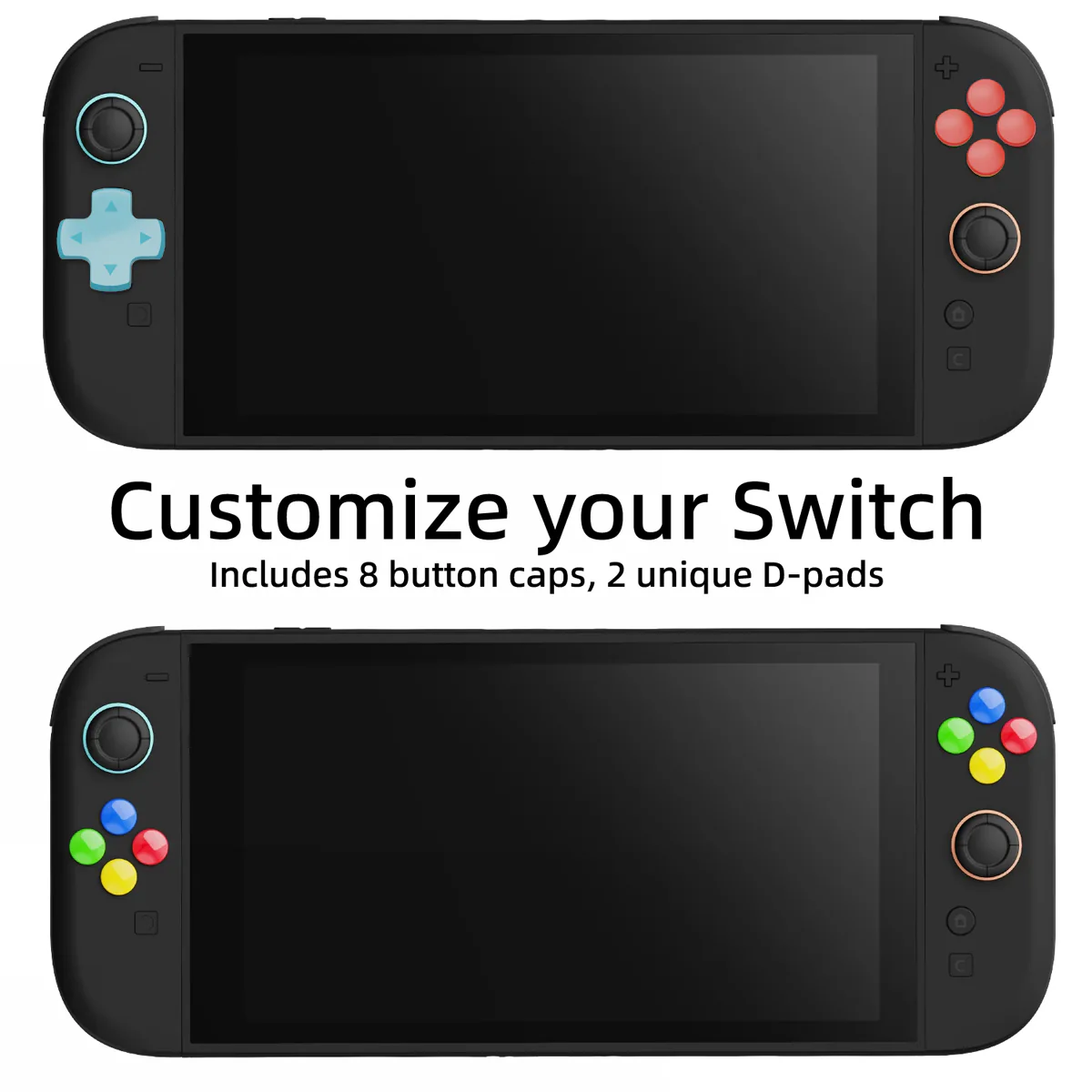 Skull & Co. D-Pad Button Cap Set for Nintendo Switch 2 (SFC, Neon Blue/Red, Light Purple/Light Green) - Image 2