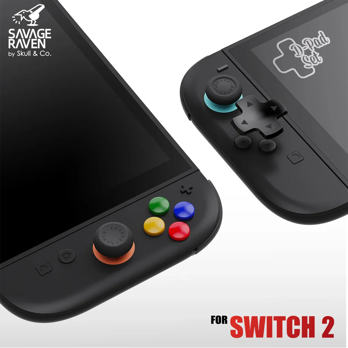 Skull & Co. D-Pad Button Cap Set for Nintendo Switch 2 (SFC, Neon Blue/Red, Light Purple/Light Green) - Image 4