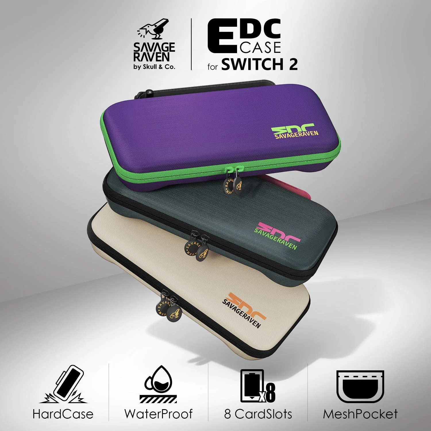 Skull & Co. EDC Case for Nintendo Switch 2 (Black, Denim, Multi-Camo, Eva Purple, Blue-Grey, Off-White) - Image 2