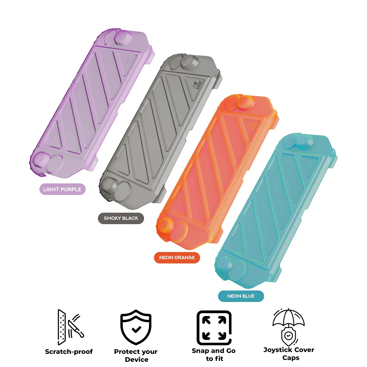 Skull & Co. HardShell Front Cover for Nintendo Switch 2 StandGrip (Smoky Black, Neon Orange, Neon Blue, Light Purple)
