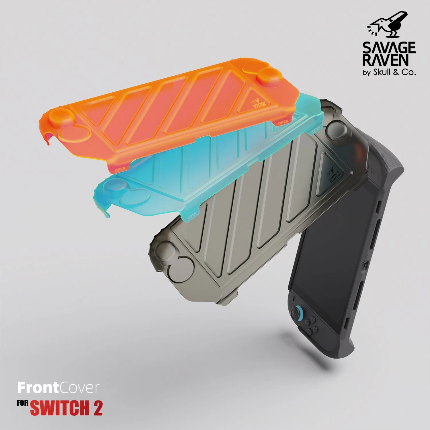 Skull & Co. HardShell Front Cover for Nintendo Switch 2 StandGrip (Smoky Black, Neon Orange, Neon Blue, Light Purple) - Image 2