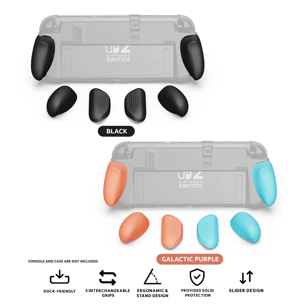 Skull & Co. NeoGrip for Nintendo Switch 2 (Black, Neon Blue/Red)