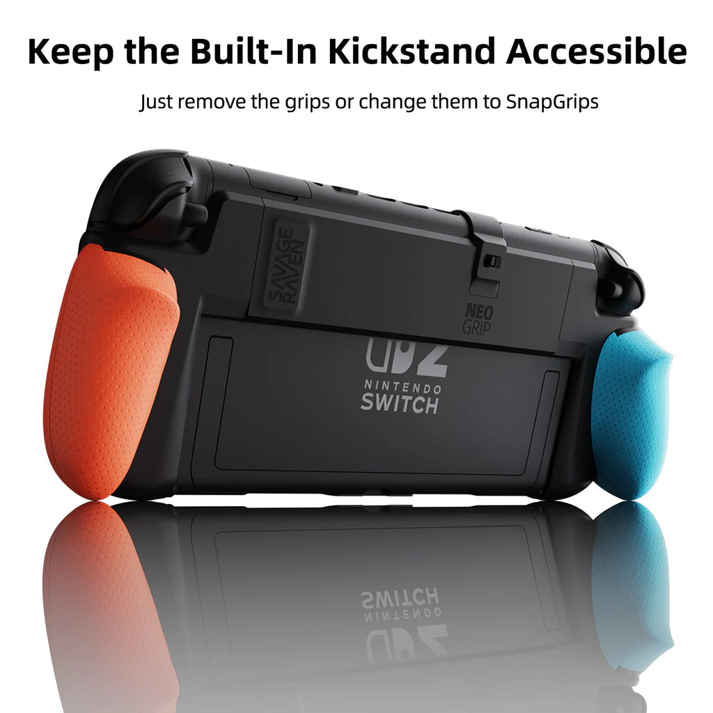 Skull & Co. NeoGrip for Nintendo Switch 2 (Black, Neon Blue/Red) - Image 3