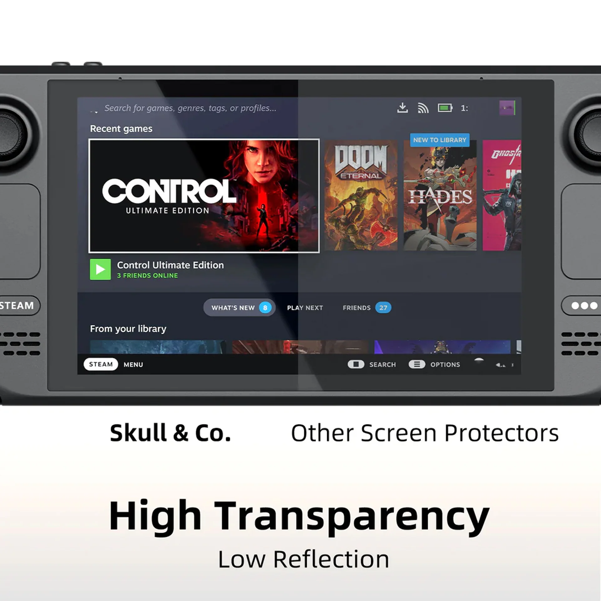 Skull & Co. Tempered Glass Screen Protector 9H Hardness / 2.26mm Ultra Thin with Positioner for Steam Deck / LCD  (Anti-Glare Matte Finish, HD Clarity) (SDSP2-P-M, SDSP2-P-G) - Image 6
