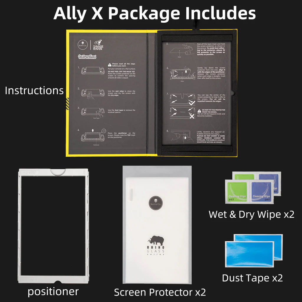 Skull & Co. Tempered Glass Screen Protector 9H Hardness / 2.5D Curved Edge with Positioner for ROG Ally X (ALSP2-P-G) - Image 9