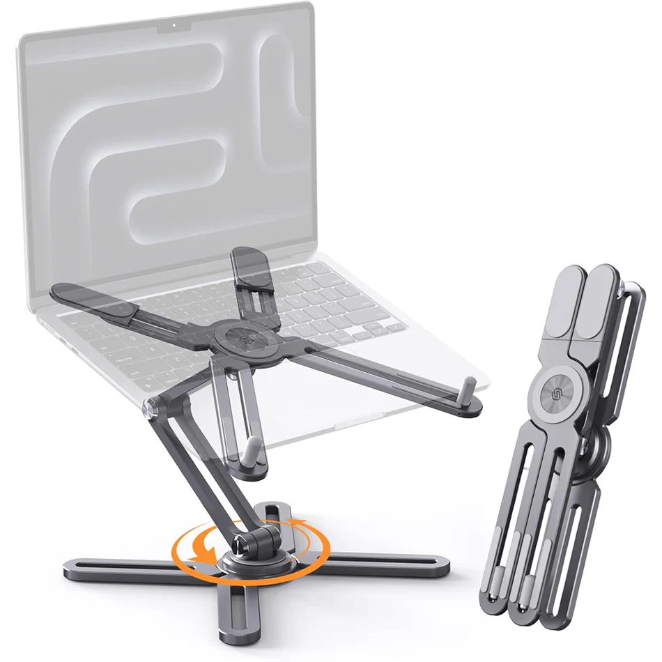 SODI 300 Foldable & Flexible X Shape Design Laptop Stand with 360 Rotating Base (Grey) - Image 3