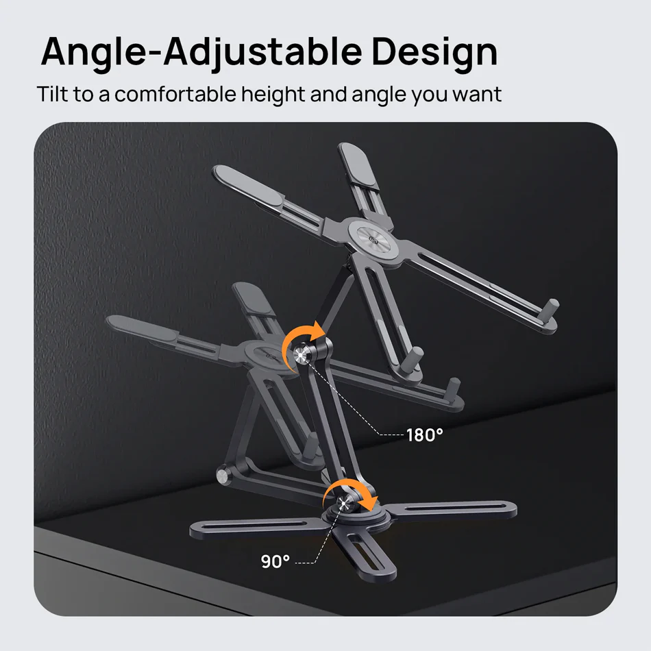 SODI 300 Foldable & Flexible X Shape Design Laptop Stand with 360 Rotating Base (Grey) - Image 5