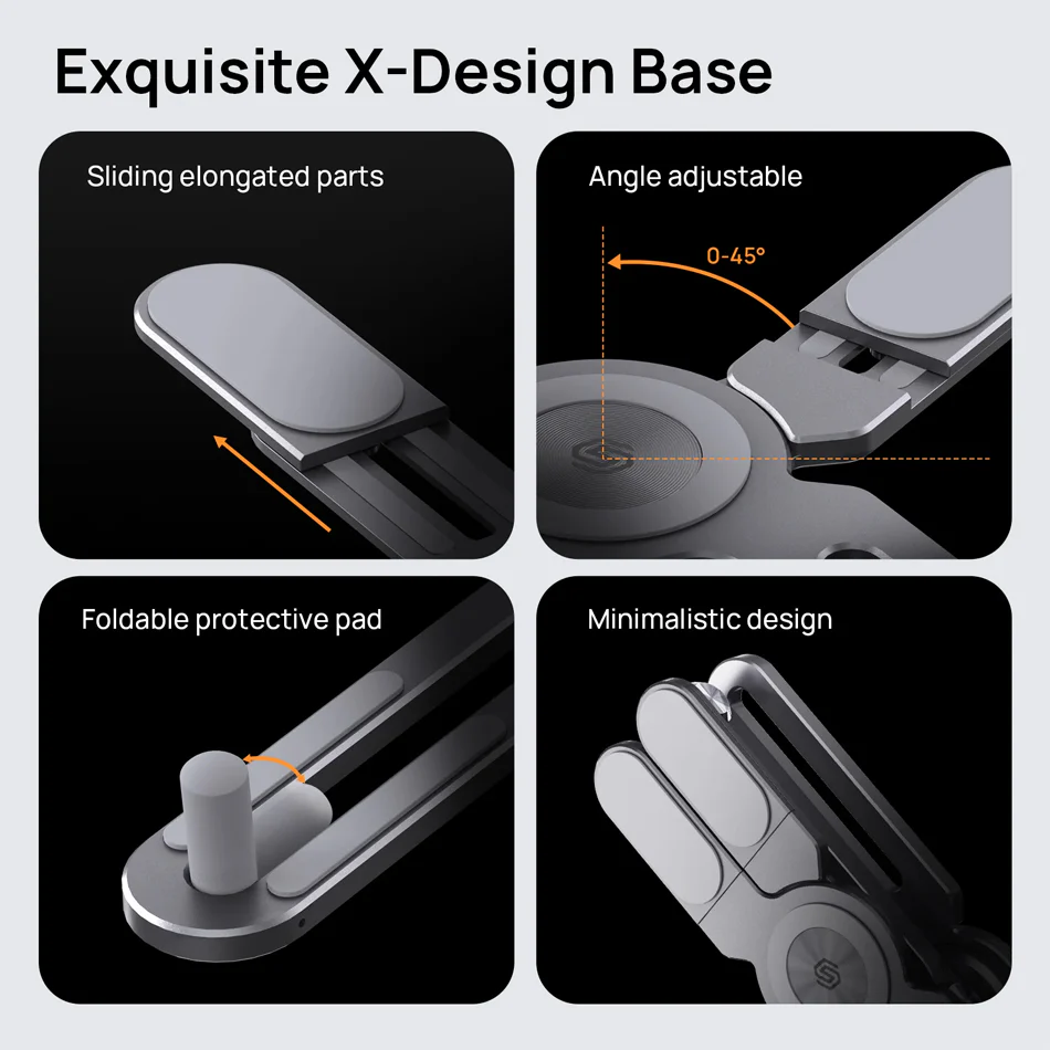 SODI 300 Foldable & Flexible X Shape Design Laptop Stand with 360 Rotating Base (Grey) - Image 7