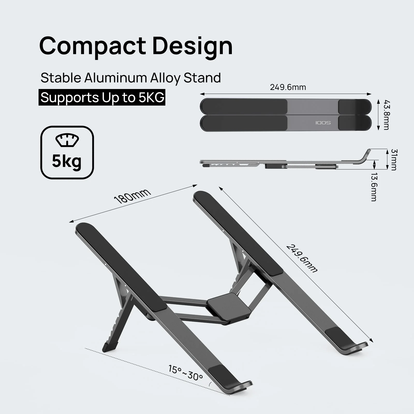 SODI 315 H-Shape Portable Laptop Stand (Black) - Image 7