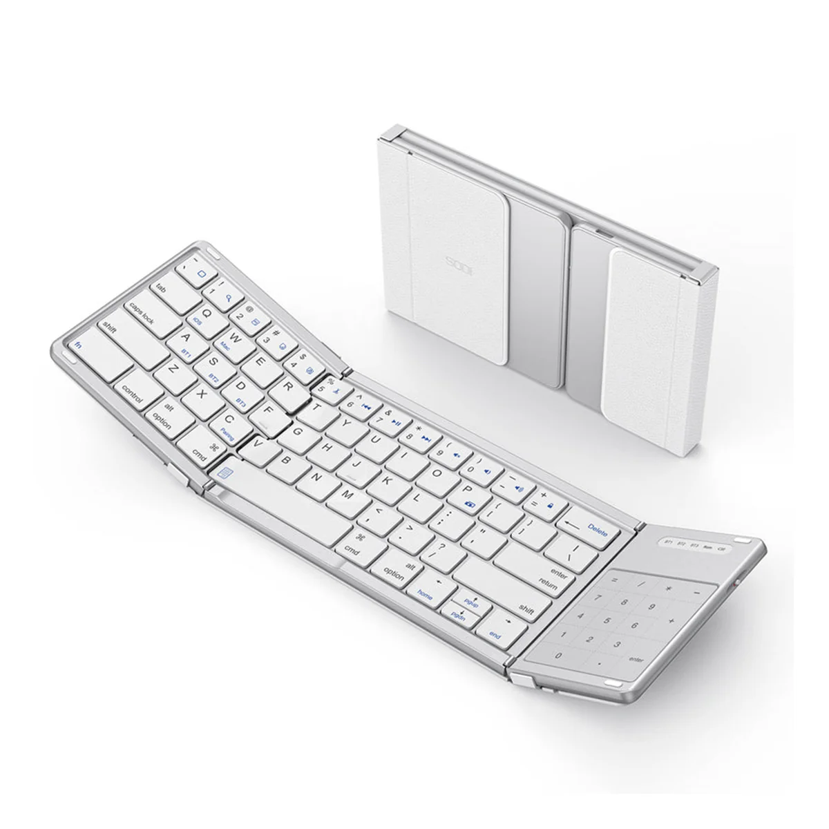 SODI B077T 65 Keys Wireless Foldable Keyboard with Touchpad (Silver) - Image 2