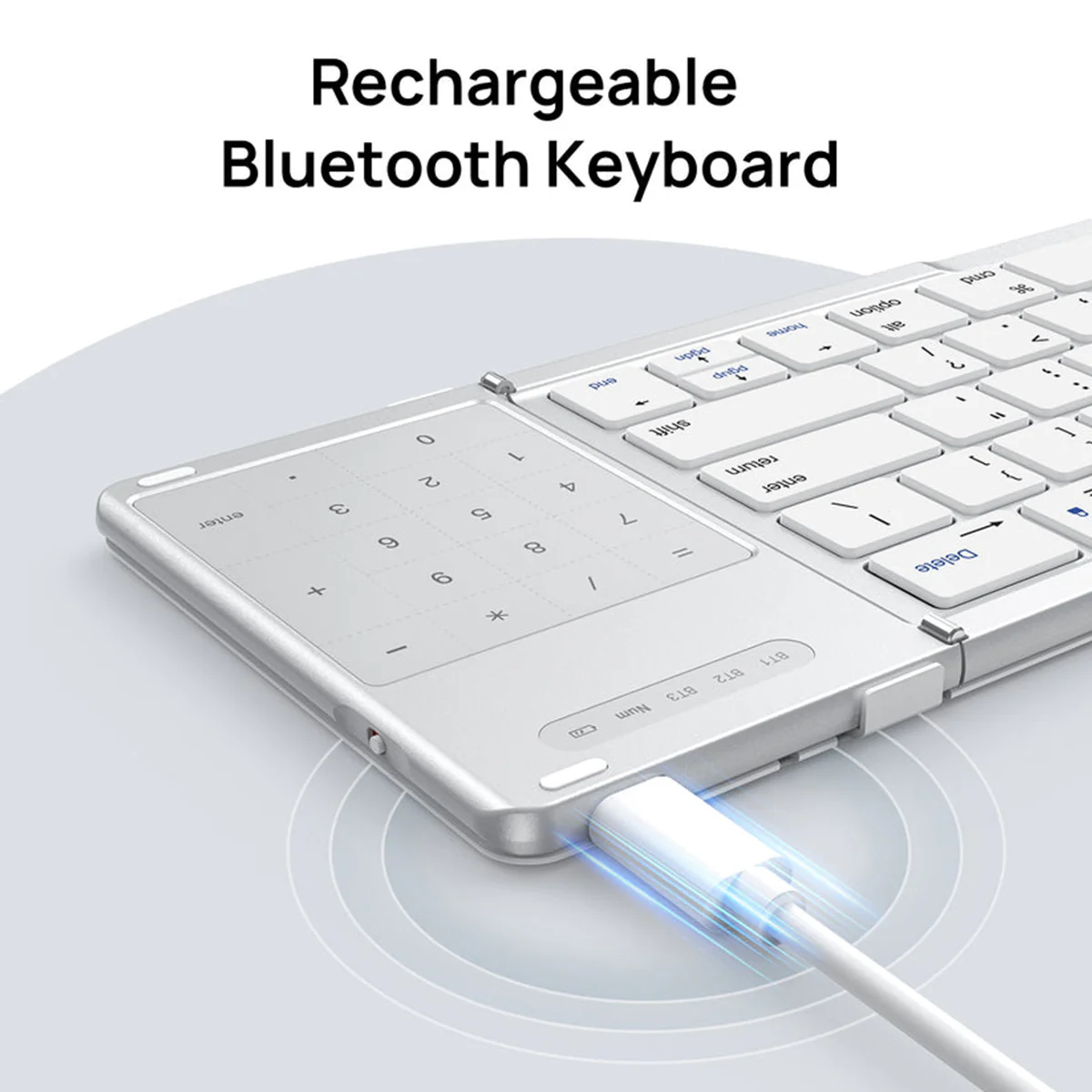 SODI B077T 65 Keys Wireless Foldable Keyboard with Touchpad (Silver) - Image 3