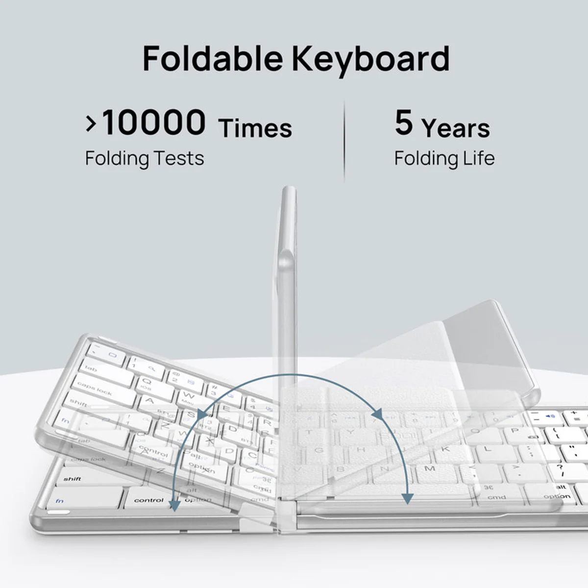 SODI B077T 65 Keys Wireless Foldable Keyboard with Touchpad (Silver) - Image 8