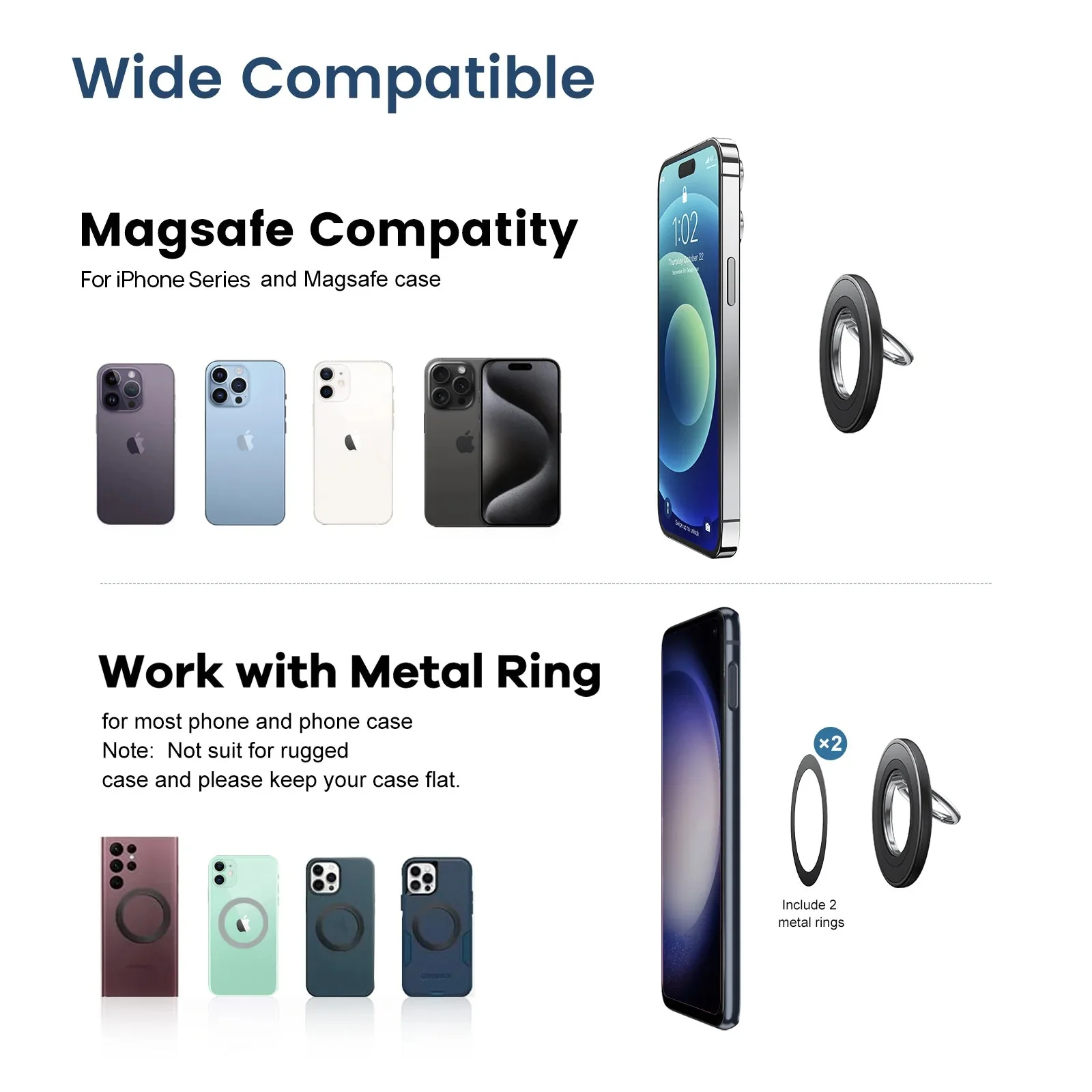 SODI BM350 Double-Sided Magnetic Phone Ring Holder Grip for iPhone (Black) - Image 6