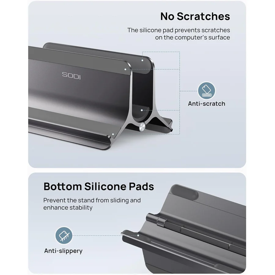 SODI ST02 Aluminum Gravity Holder for MacBook (Grey, Black) - Image 4