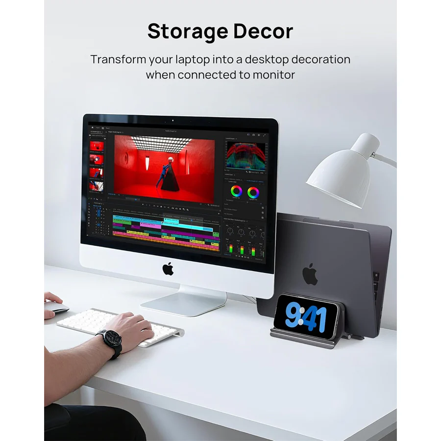 SODI ST02 Aluminum Gravity Holder for MacBook (Grey, Black) - Image 5