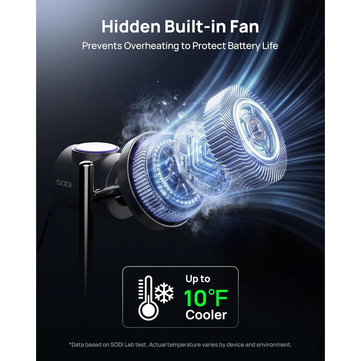 SODI T13W Qi2 25W 3-in-1 Wireless Charger with Silent Cooling Fan for iPhone, Watch & Earbuds (Grey) - Image 3