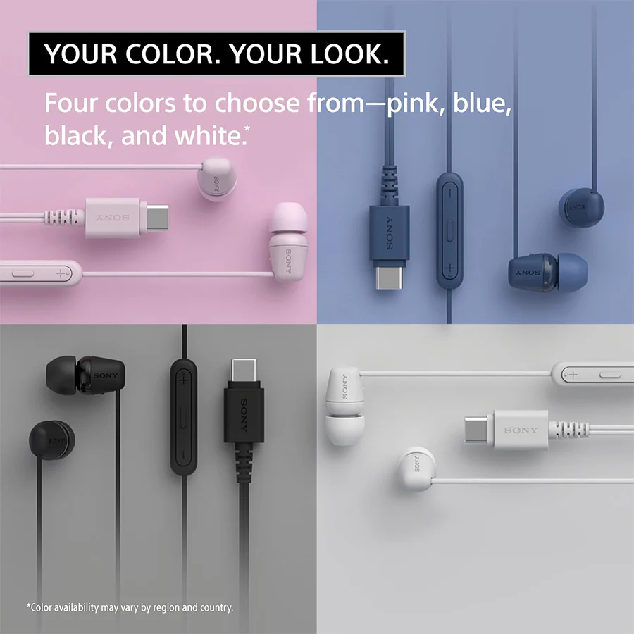 Sony IER-EX15C USB-C Wired Headphones (Black, White, Blue, Pink) - Image 2