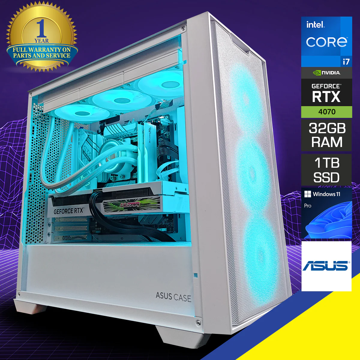 Sophos A21 White Desktop Gaming PC | Intel i7 14700F | 32 GB RAM | 1 TB SSD | RTX 4070 Super | Windows 11 Pro