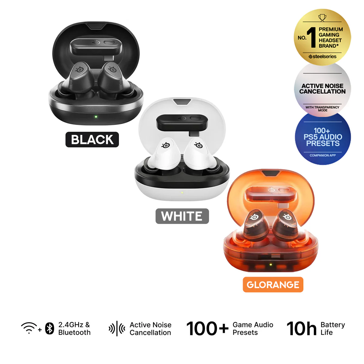 SteelSeries Arctis Gamebuds for Playstation (Black, Glorange, White)