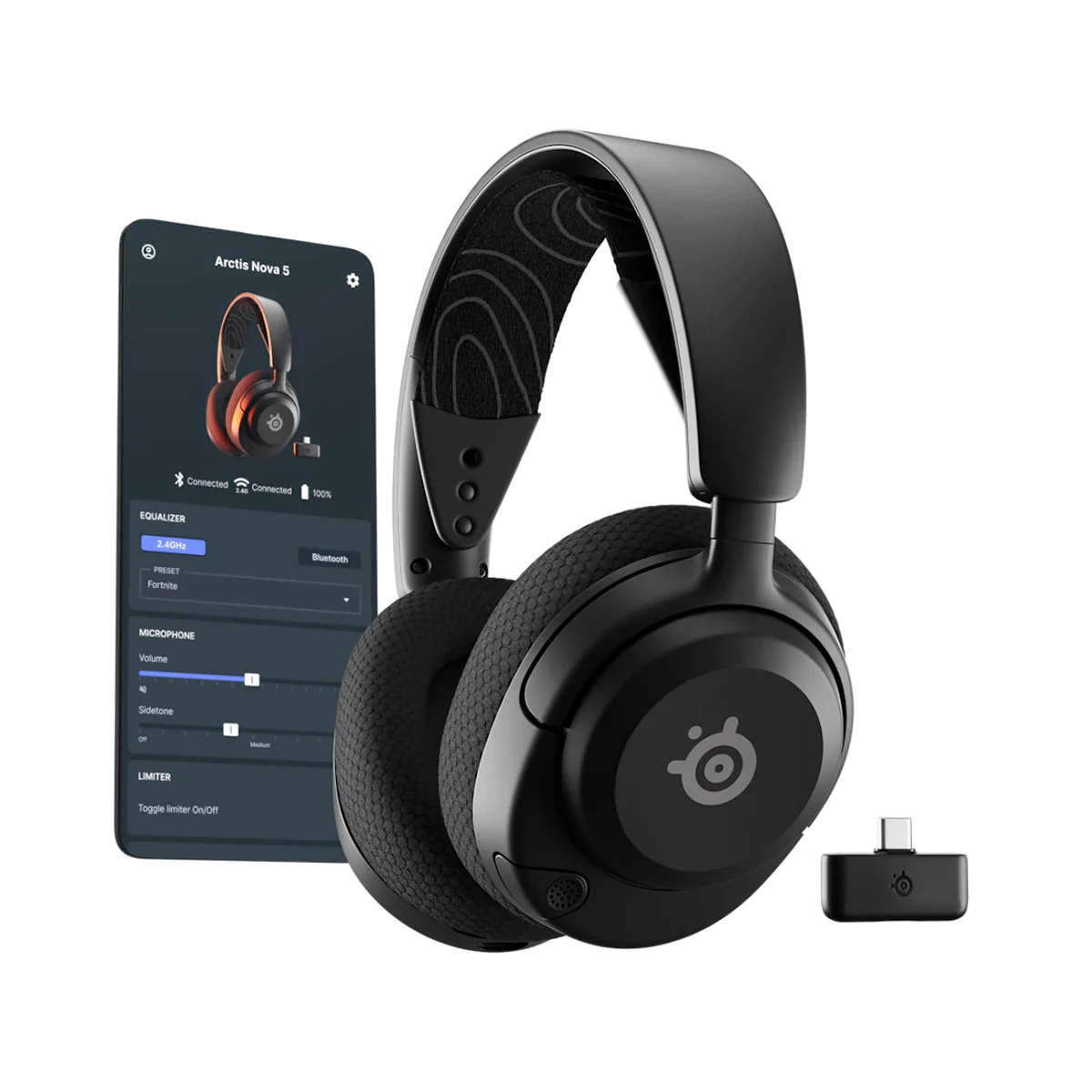 SteelSeries Arctis Nova 5 Wireless Gaming Headset For PC/PlayStation/N-Switch/Mobile (Black, White) - Image 2