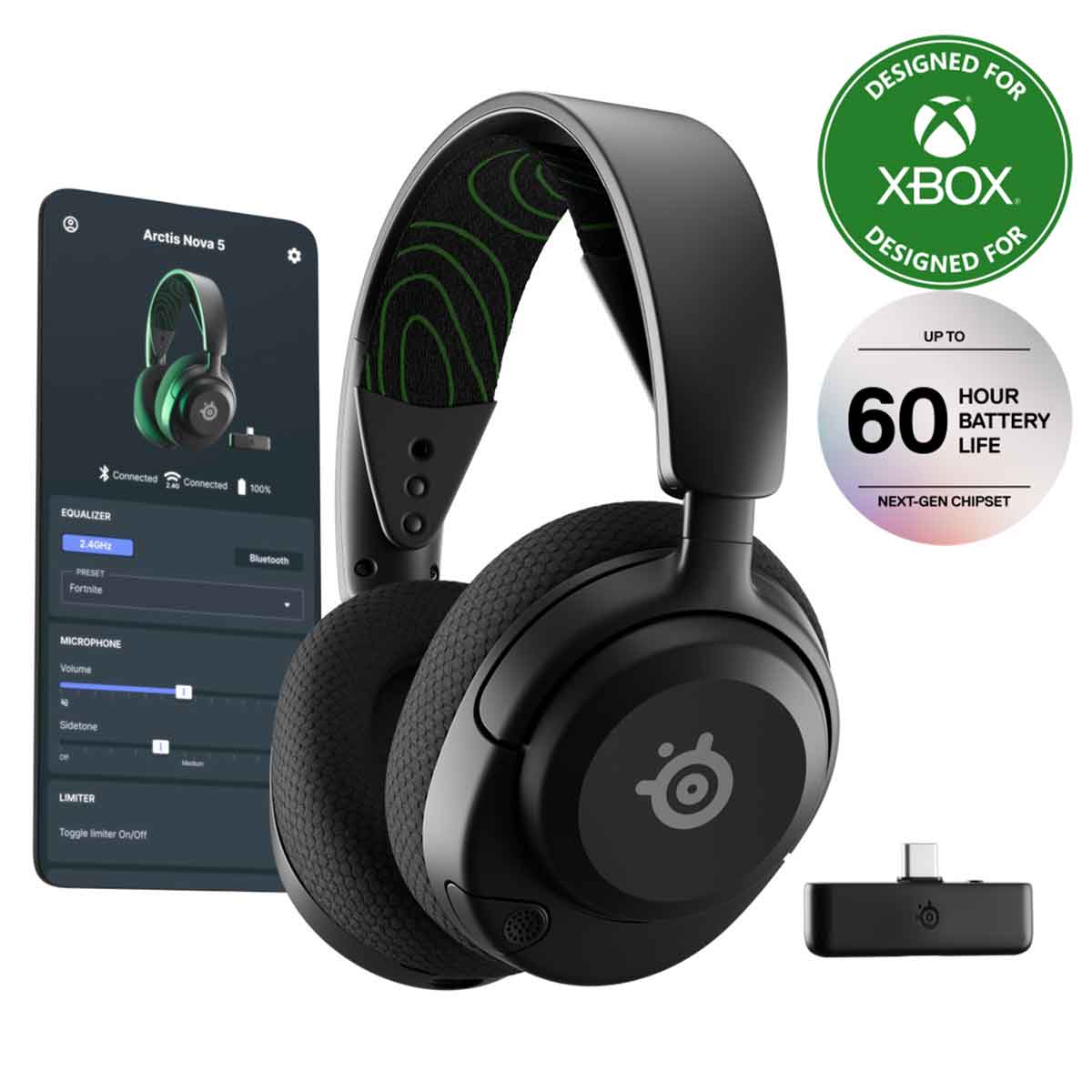 Steelseries Arctis Nova 5X Wireless Headset for Xbox/ PC/ Playstation/ Switch/ Mobile (Black) (61677) - Image 6