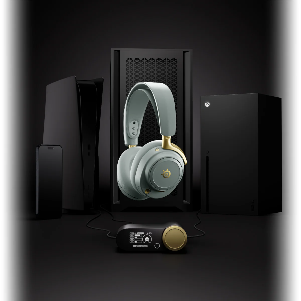 SteelSeries Arctis Nova Elite Hi-Res Wireless Gaming Headset for PC / Playstation / Nintendo Switch / Mobile / Xbox (Obsidian, Sage & Gold) - Image 17
