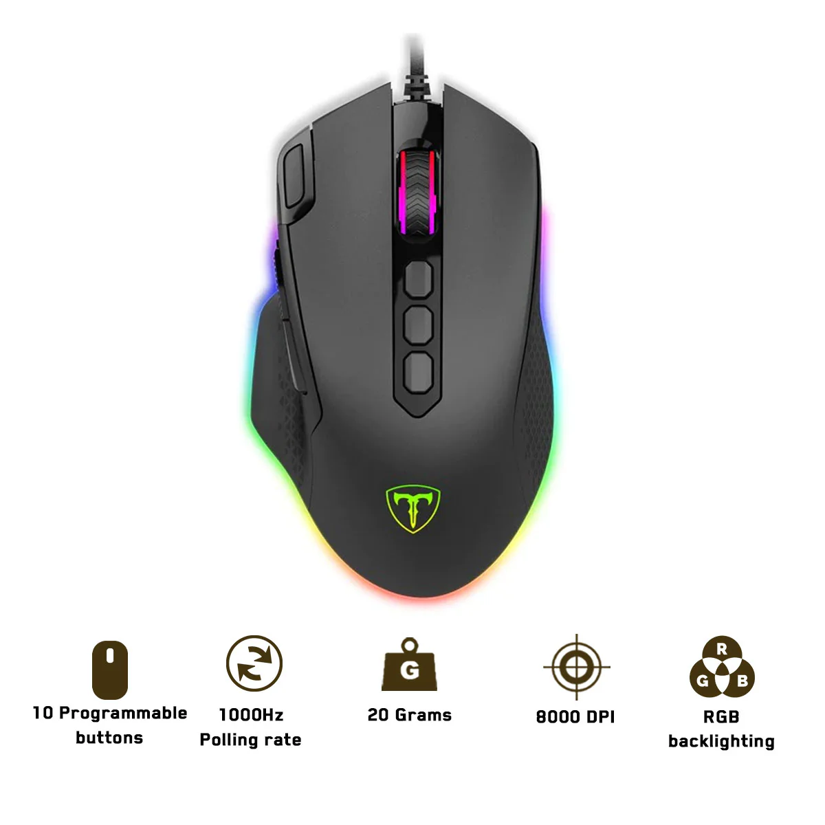 T-Dagger Bettle 10-Button RGB Backlighting Wired Gaming Mouse (T-TGM305)