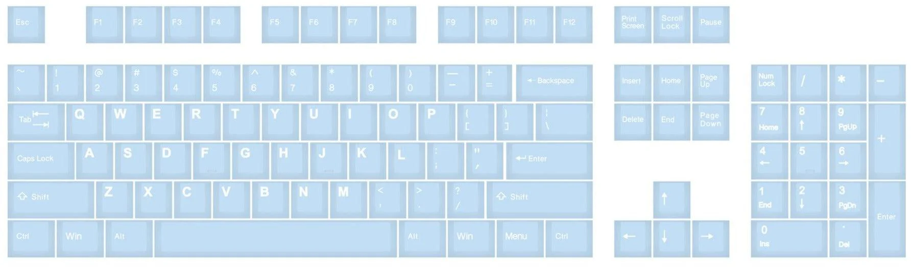 Taihao Double Shot ABS-Cubic Keycaps Set For Cherry MX Switch (150-Keys) (Blue Glacial Lake) (T01BG101) - Image 6