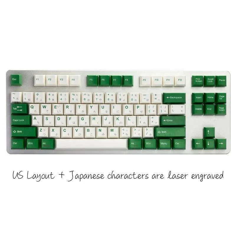 Taihao Double Shot ABS-Cubic Profile Keycaps Set For Cherry MX Switch (116-Keys) (White-Green) (T01WH205) - Image 3