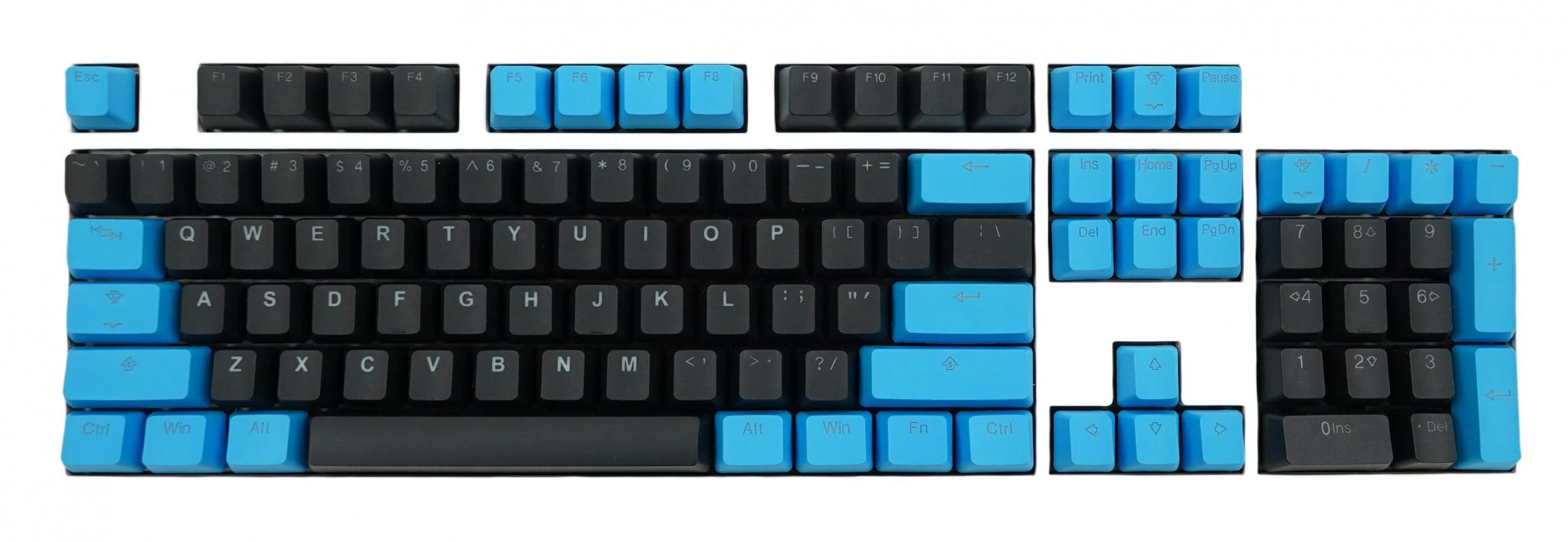 Taihao Double Shot PBT Backlit Keycaps Set For Cherry MX Switch (114-Keys) (Black/Deepsky Blue) (C22BK201) - Image 6