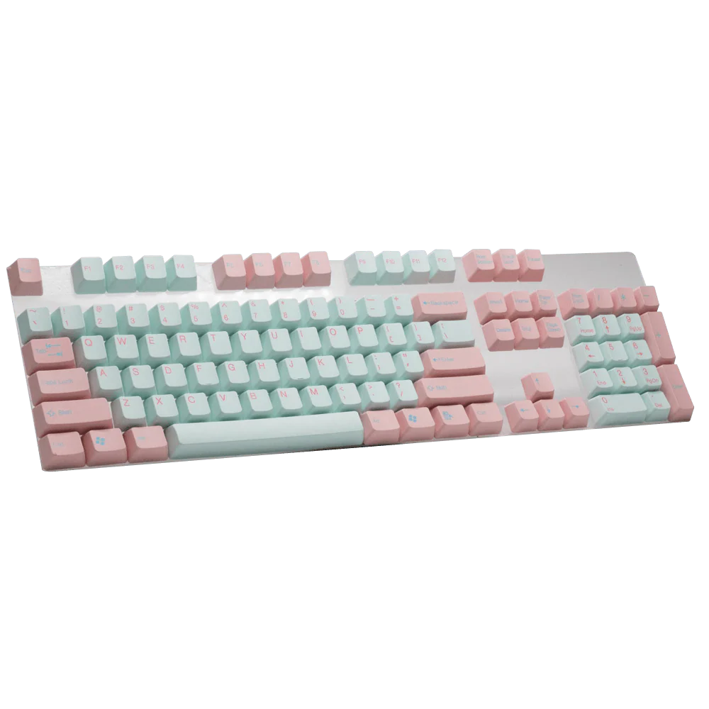 TAIHAO DOUBLE SHOT PBT KEYCAPS SET FOR CHERRY MX SWITCH (104-KEYS) (BABY MIAMI) (PINK/MINT) (C02BP201) - Image 2