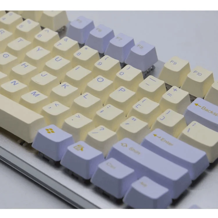 Taihao Double Shot PBT Keycaps Set For Cherry MX Switch (104-Keys) (Mermaids Kiss) (Purple/Yellow) (C02YP201) - Image 3