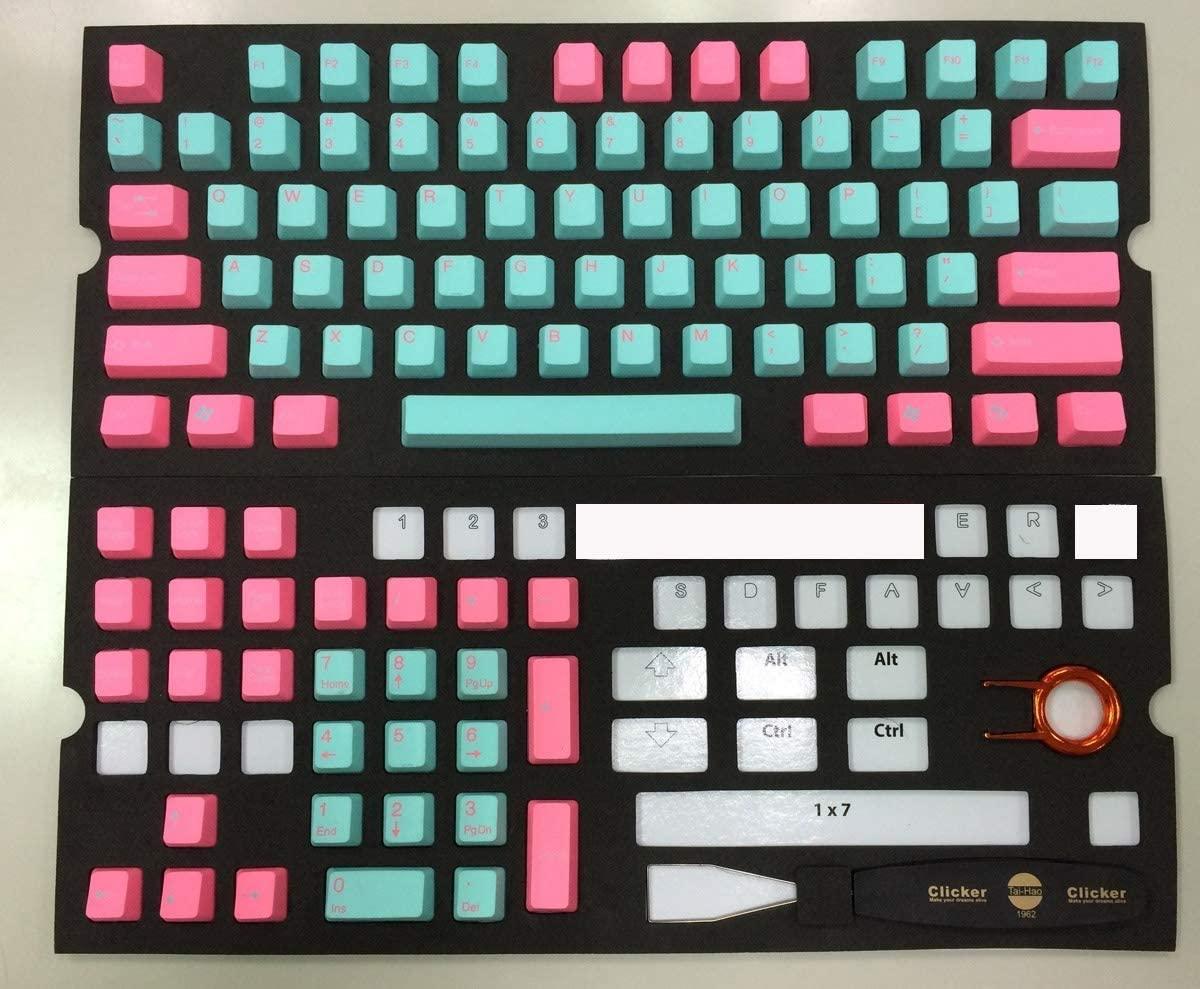 TAIHAO DOUBLE SHOT PBT KEYCAPS SET FOR CHERRY MX SWITCH (104-KEYS) (PINK&BRIGHT BLUE MIAMI) (C02BU201) - Image 4