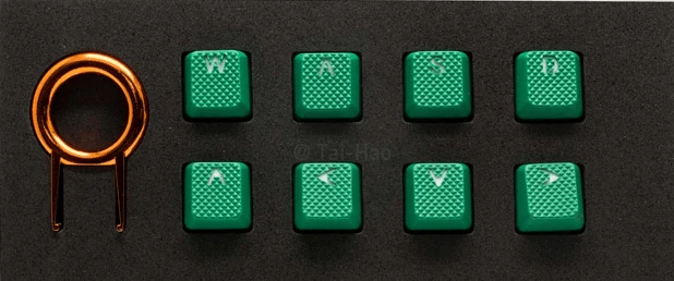 TAIHAO RUBBER DOUBLE SHOT BACKLIT GAMING WASD KEYCAPS SET FOR CHERRY MX SWITCH TYPE (8-KEYS) (GREEN)