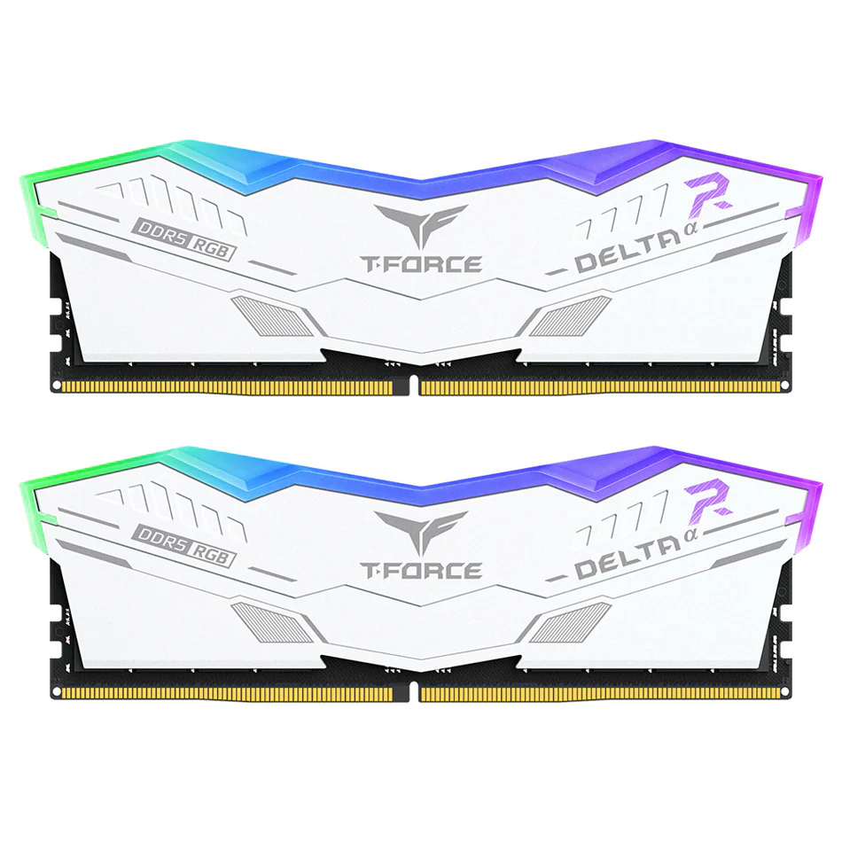 Teamgroup T-Force Delta A RGB 32GB (2X16GB) DDR5 AMD EXPO 6000MHZ CL38-46-46-76 1.25V Gaming Desktop Memory (White) (FF8D532G6000HC38GDC01)