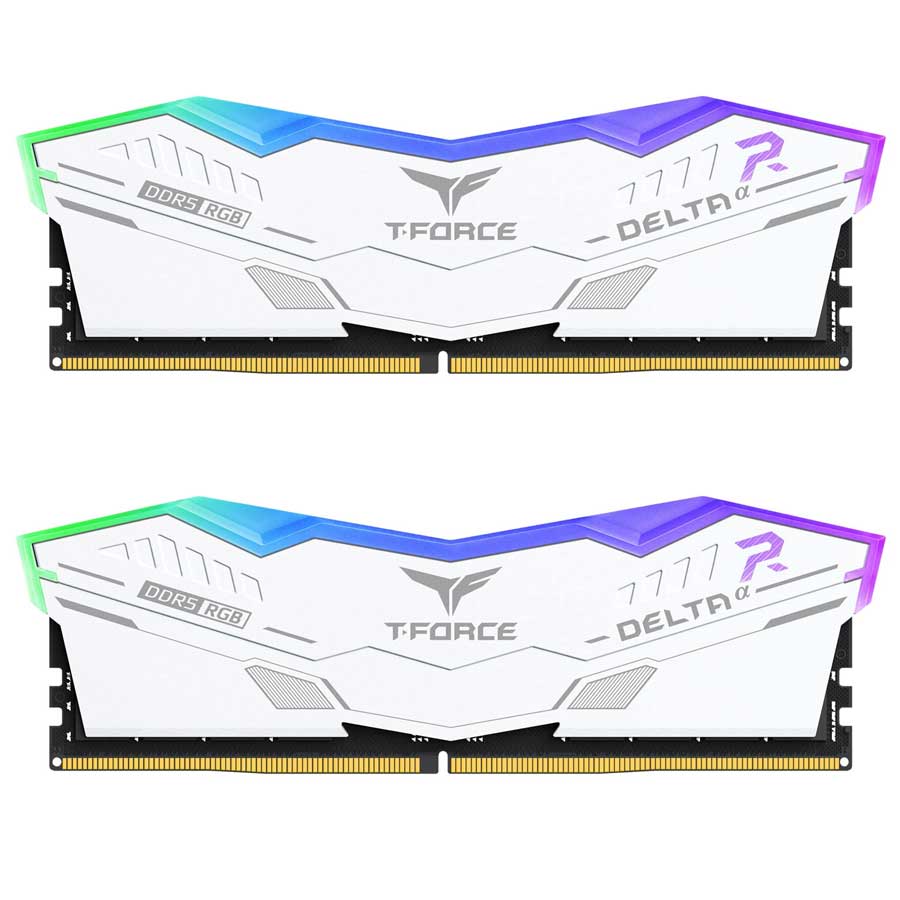Teamgroup T-Force Delta RGB 32GB (2x16GB) DDR5 Intel XMP 6000MHz  CL38-38-38-78 1.25v Gaming Desktop Memory (White) (FF4D532G6000HC38ADC01)