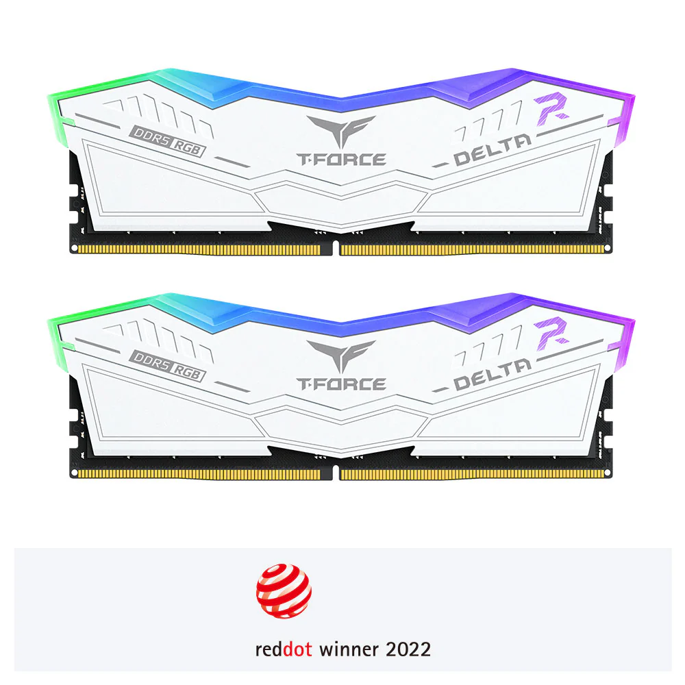 Teamgroup T-Force Delta RGB 32GB (2x16GB) DDR5 Intel XMP 6000MHz  CL38-38-38-78 1.25v Gaming Desktop Memory (White) (FF4D532G6000HC38ADC01) - Image 2