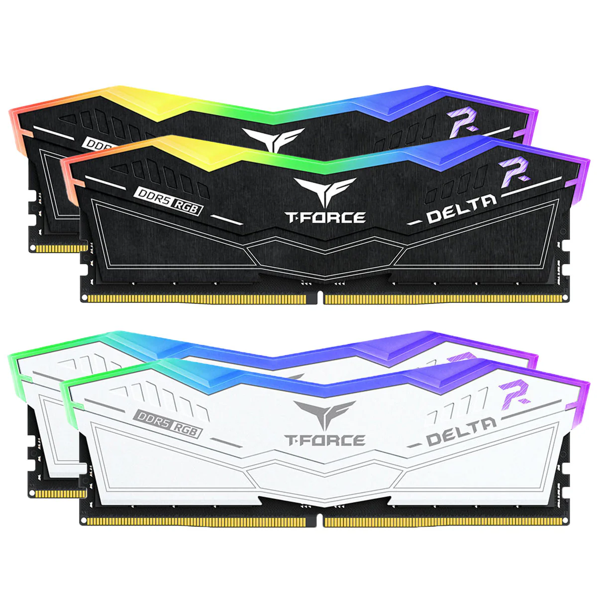 TeamGroup T-Force Delta RGB DDR5 32GB (2x16GB) 6000MHz CL38-46-46-84 1.35V Gaming Desktop Memory (Black, White) (FF3D532G6000HC38JDC01, FF4D532G6000HC38JDC01)