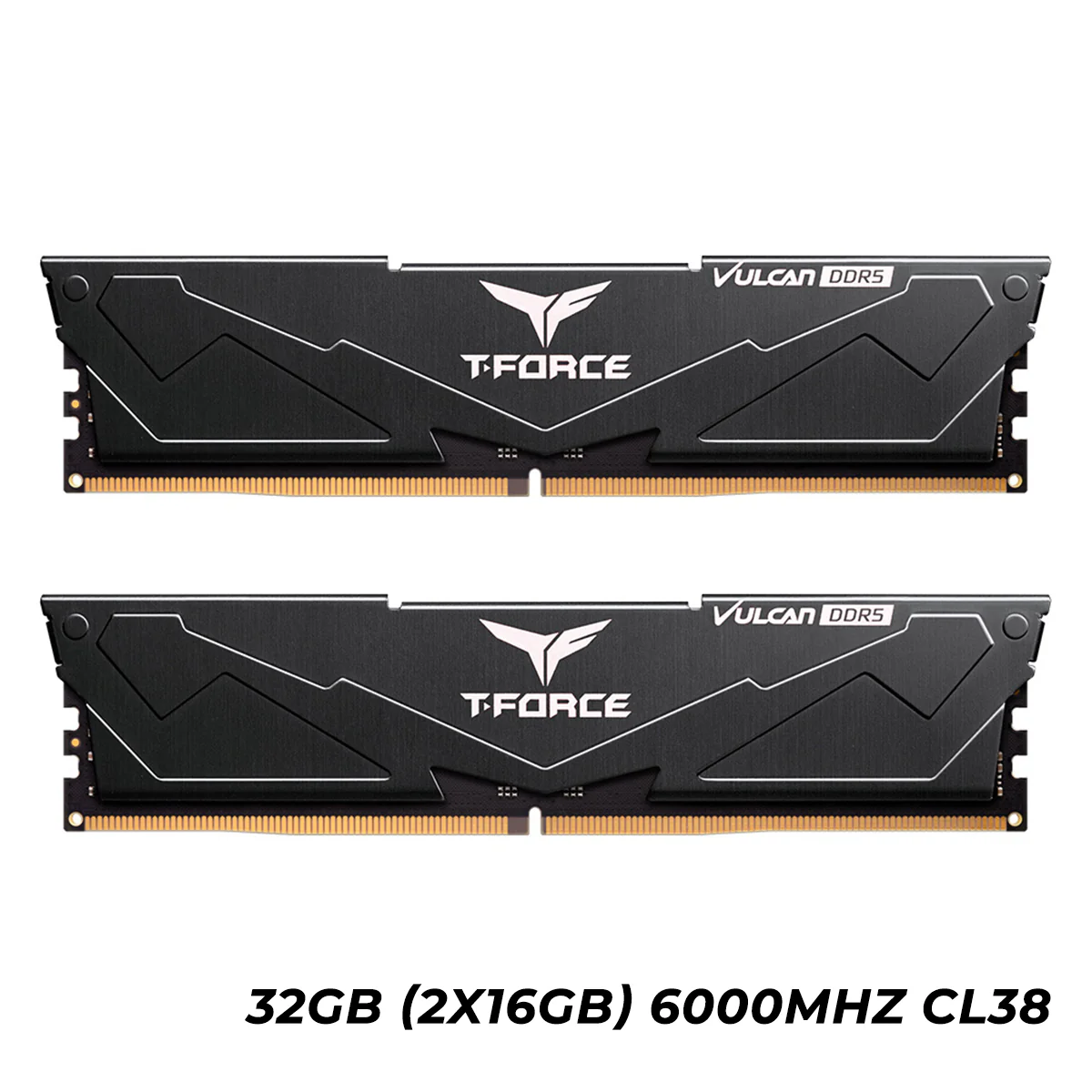TeamGroup T-Force Vulcan DDR5 32GB (2x16GB) 6000MHz CL38 Gaming Desktop Memory (Black) (FLBD532G6000HC38ADC01)