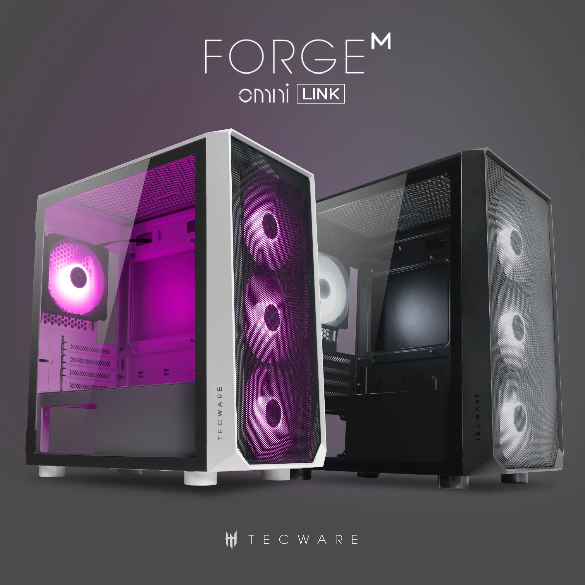 Tecware Forge M Omni Link Mesh Front /TG Side Panel High Airflow PC Case (Black, White) - Image 2