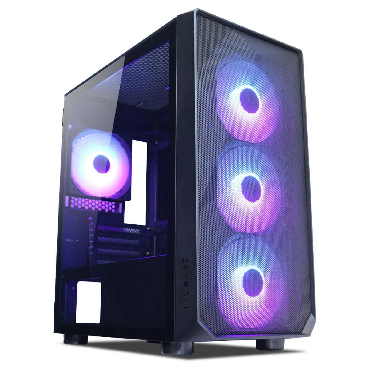 Tecware Forge M Omni Link Mesh Front /TG Side Panel High Airflow PC Case (Black, White) - Image 3