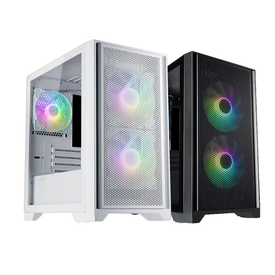 Tecware NEO M2 TG High Airflow Matx Case Tempered Glasse PC Case (Black, White)